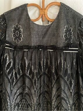 Anna Sui Black Lace Long-Sleeve Midi Dress Size 4 NWT